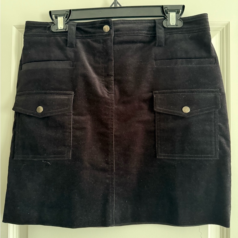 Black Corduroy Mini Skirt with Pockets